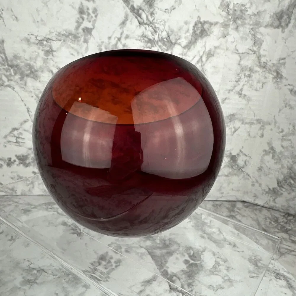 Vintage Ruby Red Glass Tilt Orb Ball Shape Angel Cut‎ Bowl Candy Dish